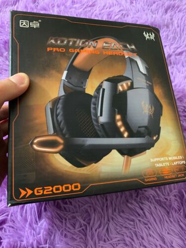 NEW KOTION EACH G2000 PRO GAMING HEADSET ORANGE Led Gaming Headset Pc Ps4 Xbox