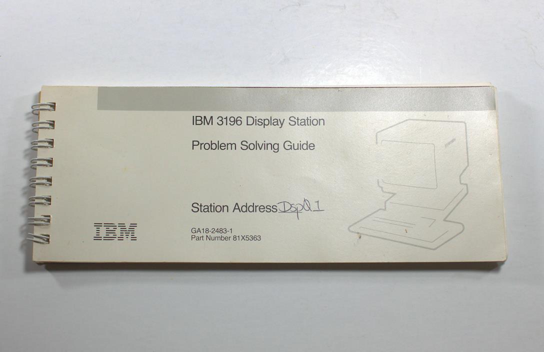 IBM 3196 DISPLAY STATION PROBLEM SOLVING GUIDE - 113 Pages
