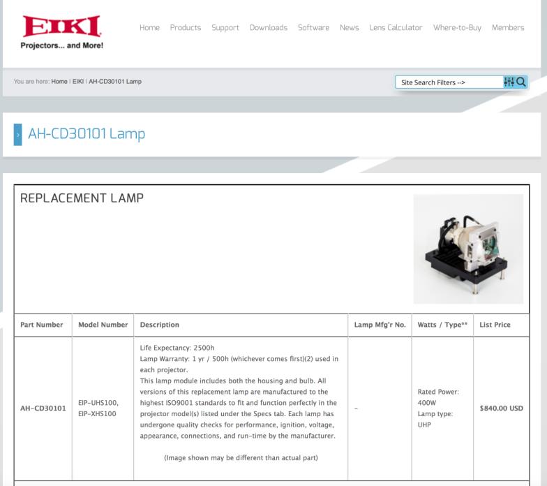 OEM Eiki AH-CD30101 Projector Lamp Module for EIP-UHS100 Large Venue Projectors