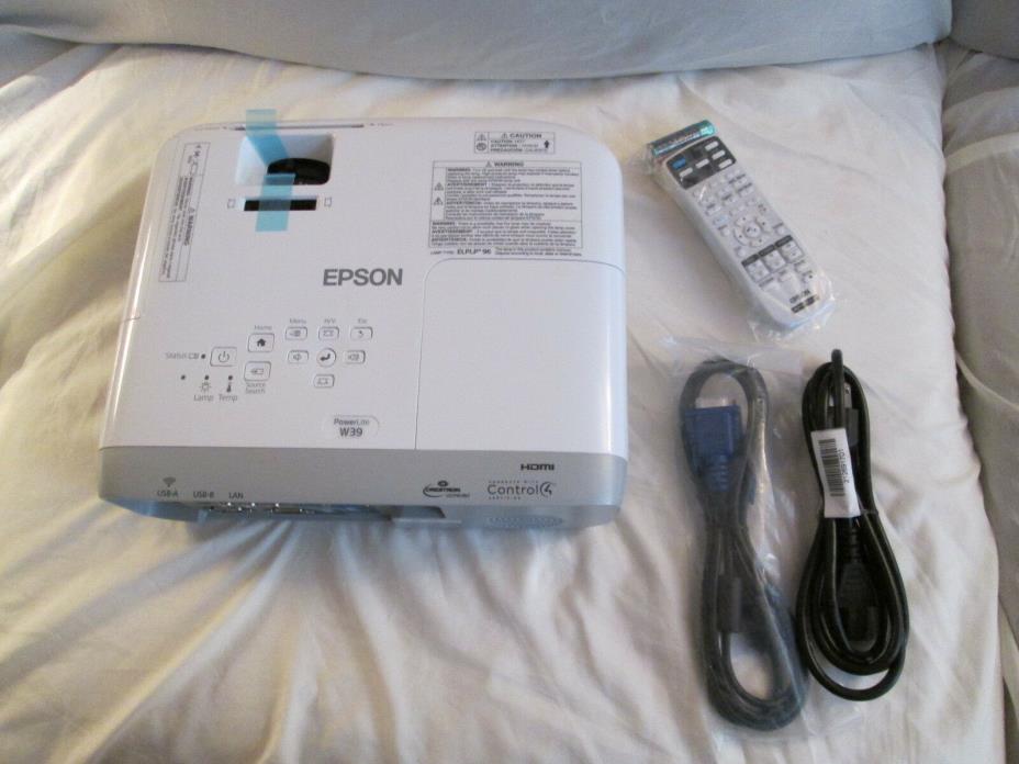 Epson PowerLite W39 LCD Projector(0 Hours on lamp)