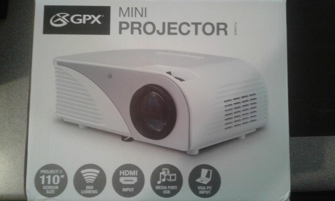GPX Mini LED Projector 800 Lumens HDMI USB VGA Up to 110