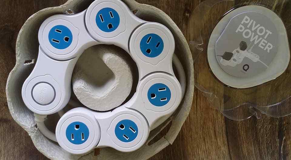 Quirky Pivot Power White Blue  Power Cord Flexible Surge Protector IN PACKAGE