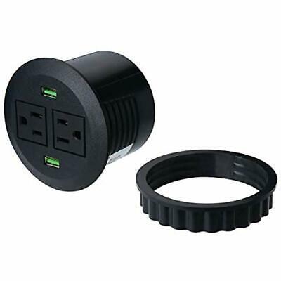 Power Grommet Strips With USB,Desktop Data Hub Tap With 2 AC Outlet And Charging