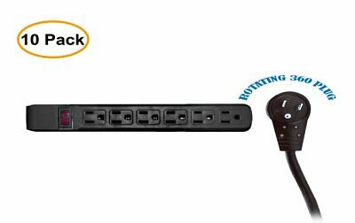 C&E 10 pack Surge Protector Flat Rotating Plug 6 Outlet Horizontal Outlets Pl...