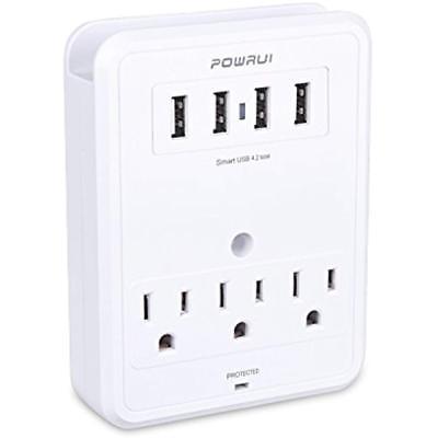 Multi Surge Protectors Wall Outlet Adapter 1680 Joules With 4-USB Ports Charger,
