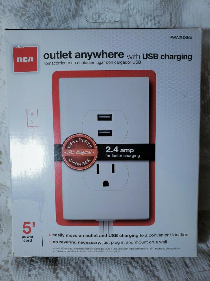 RCA Outlet Anywhere with 2 USB Ports PWA2USB6Z Electrical Outlet