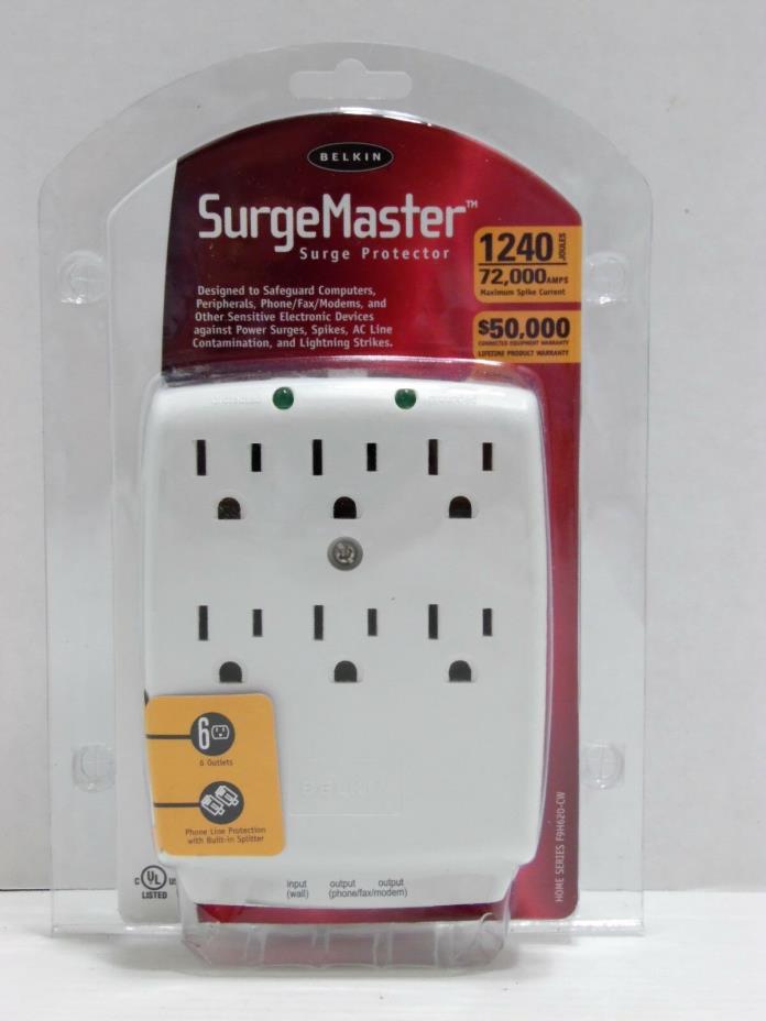 Belkin SurgeMaster Surge Protector F9H620CW 6 Outlet Wall Mount