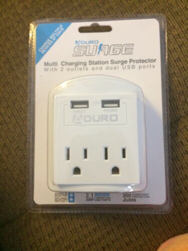 Aduro Surge Multi Charging Station Protector 2 Outlets Dual USB