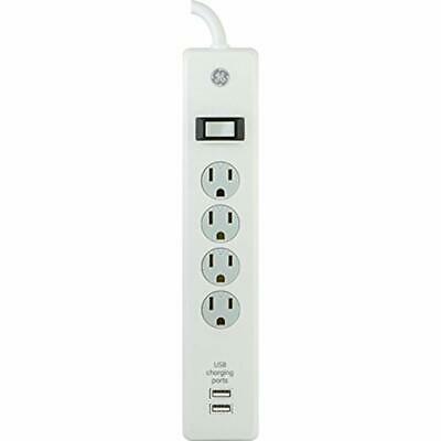 Surge Protector, 4 Outlet, 2 USB Charging Ports, 3 Ft Long Extension Cord, 1A
