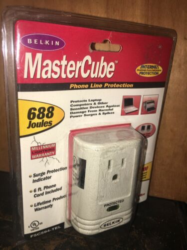 Belkin Mastercube Surge Protector With New Phone Line 39,000 Amp Protection.