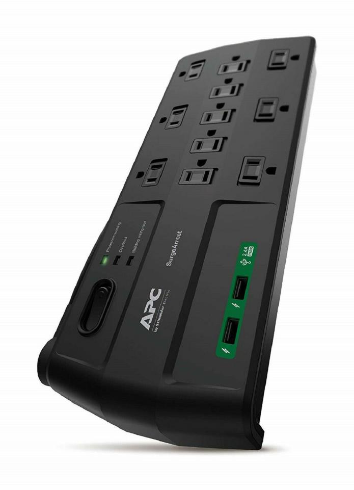 NEW 100% APC 11-Outlet Surge Protector Power Strip with USB Charging Ports, 2880