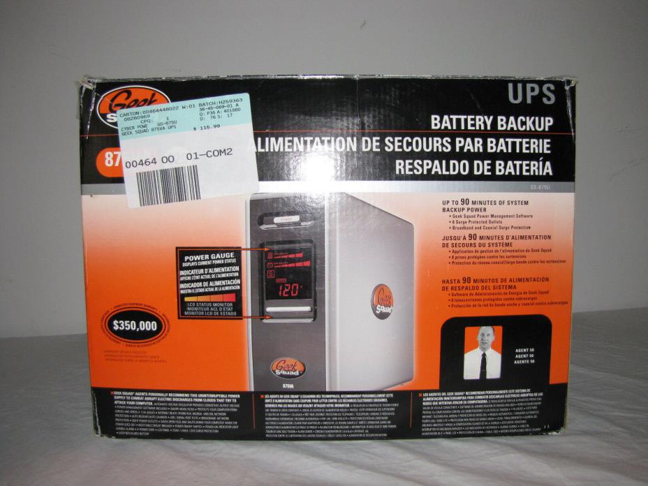 Geek Squad 875VA UPS Battery Backup