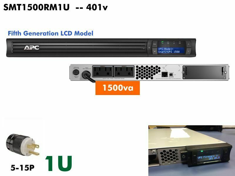 401v~ APC SmartUPS 1500va UPS 120v SMT1500RM1U LCD 1U Rack #NewBatts