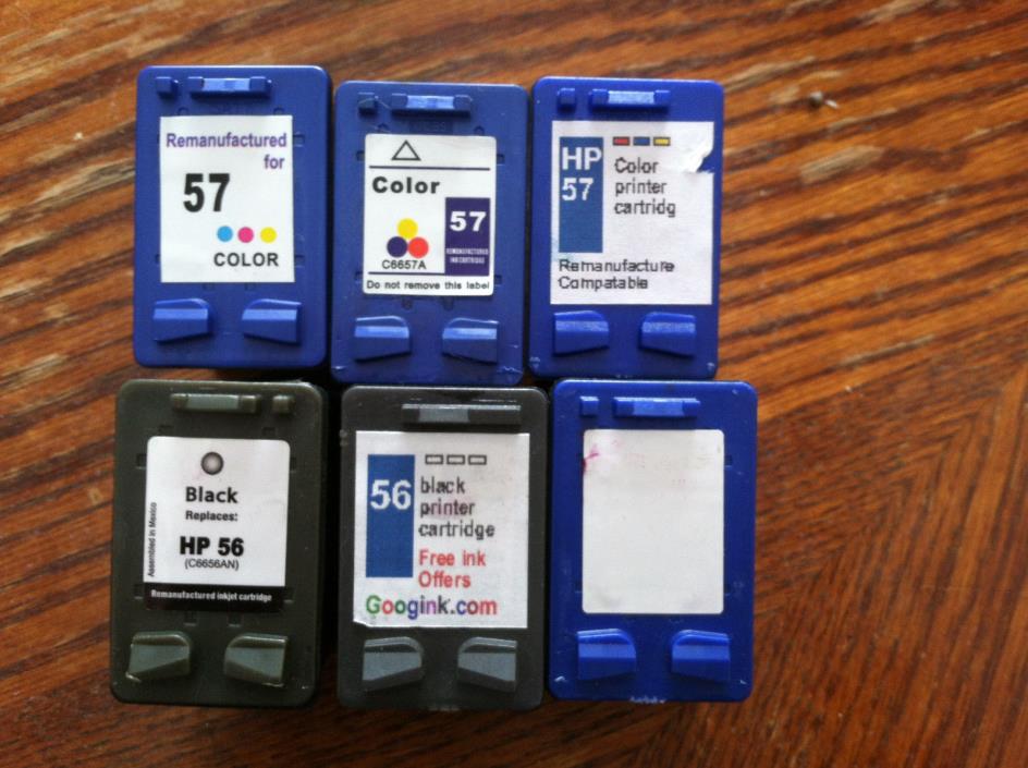 HP Ink Cartridge 56/57 Lot of 6 Used/Empty 2 Black, 4 Color