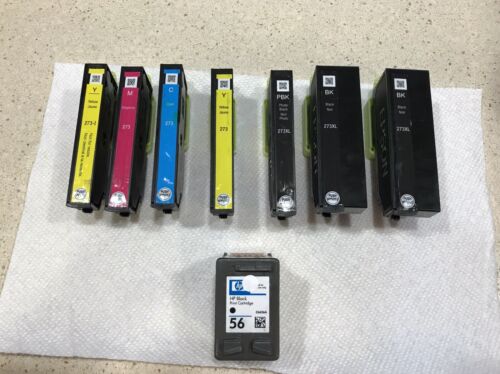Mixed Lot 8 Empty Printer Cartridges—7 Epson 273 & 1 HP 56