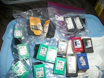 Lot of 17 Empty Ink Cartridges - HP 96, 97, 98 Virgin