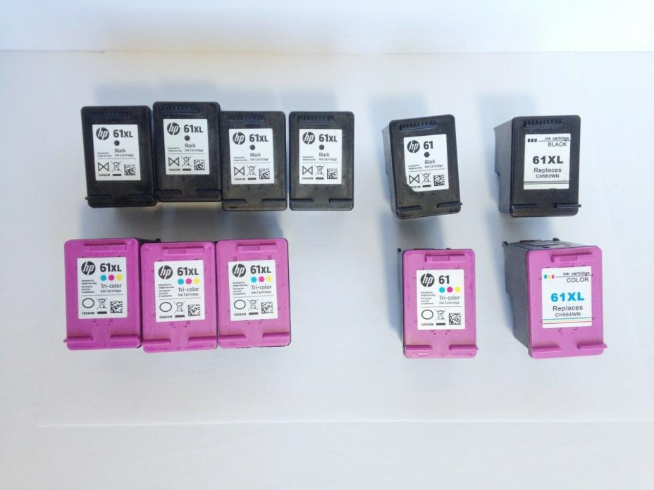 Lot of 11 Empty HP 61XL & 61 Used (9 Genuine, 2 Compatible) Black & Color