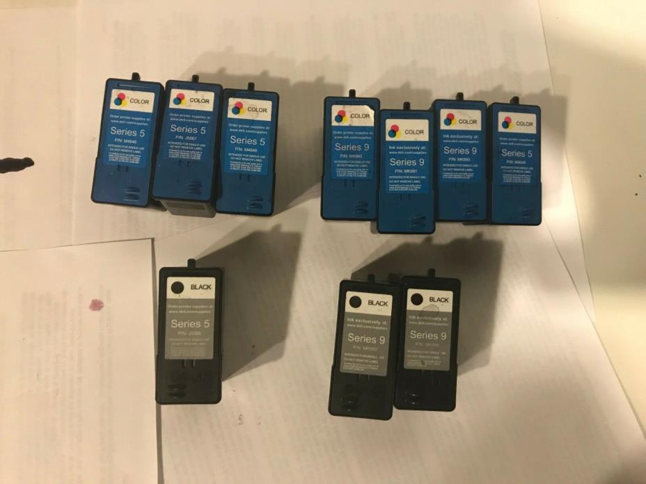 Lot 10 Dell series 5 & 9  Black & Color Genuine Empty Ink Cartridges