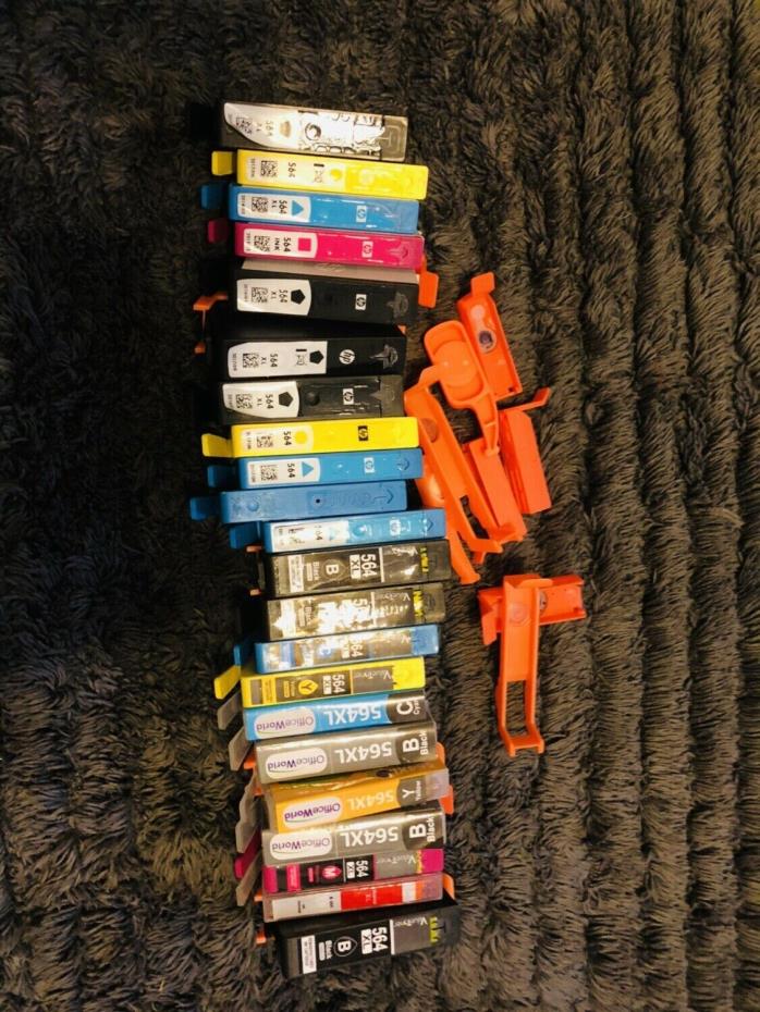 Lot 22  Empty HP 564 XL Printer Ink Cartridges 12 HP  10 refills