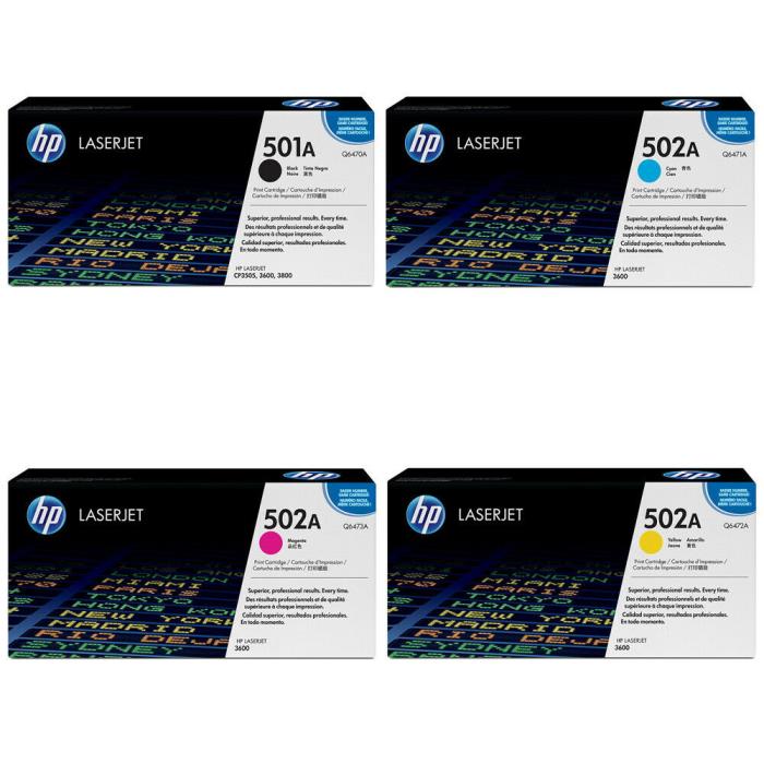 Set 4 New Genuine Sealed HP Q6470A Q6471A Q6472A Q6473A KCMY Toners 502A