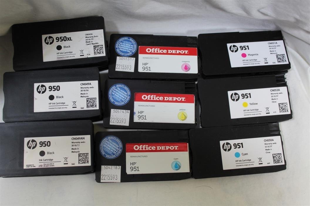 Lot of 9 empty refillable ink cartridges HP 950/951