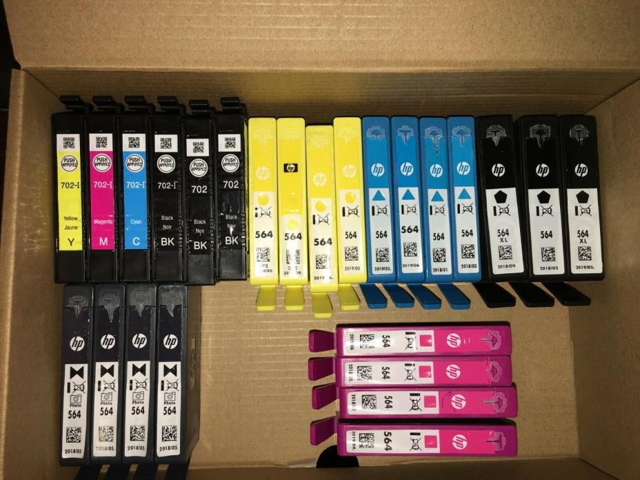 Lot of 25 Empty Virgin HP 564 & Epson 702 Ink Cartridges w/shipping options