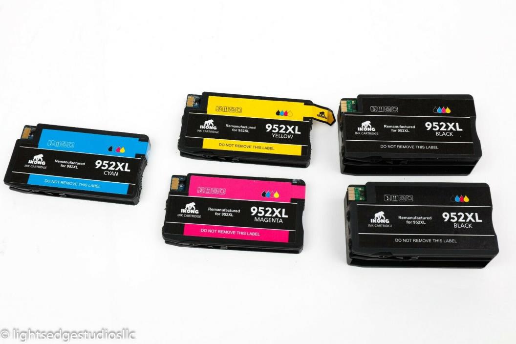 Lot of 5 Used HP 952 952XL compatible ink cartridges - mostly empty, some full