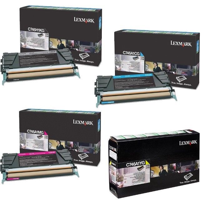 Set 4 Genuine Sealed OEM Lexmark C746H1KG C746A1CG C746A1YG C746A1MG Toners