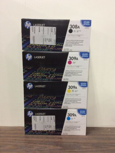 Set 4 Factory Sealed HP Q2670A Q2671A Q2672A Q2673A Toner Cartridges 308A 309A