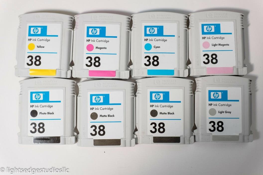 Lot of 8 Used HP Vivera 38 Ink Cartridges (All used - all empty / depleted)