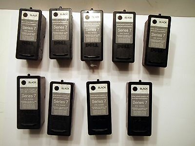 Lot of 9 EMPTY Printer Ink Cartridges Dell Series 7 DH828 Black NEVER REFILLD