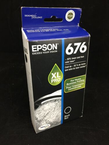 Epson 676XL T676XL120 Black Ink Cartridge T676120 Genuine OEM New EXP: 07/2016