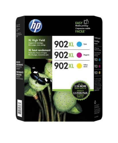 HP Printer 902XL High Yield Ink Cartridge Replacement Cyan Magenta Yellow 3 Pack