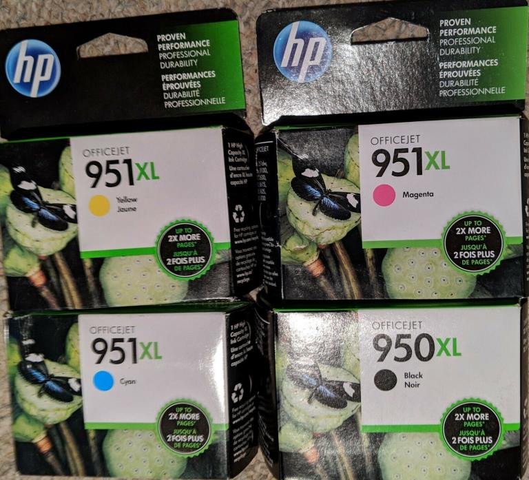 HP OfficeJet Ink 950XL 951XL Complete Set New Cartridges- Never Opened Sealed