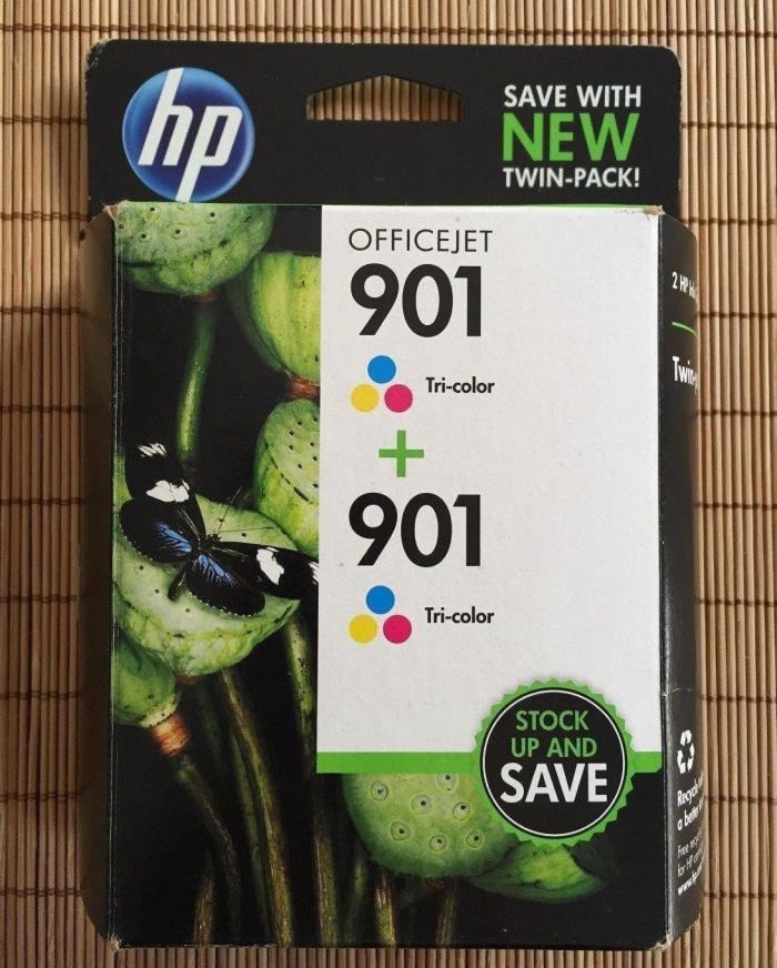 OEM Genuine HP 901 Tri-Color Twin Pack Ink Cartridges CZ076FN ~ Sealed NEW 2016