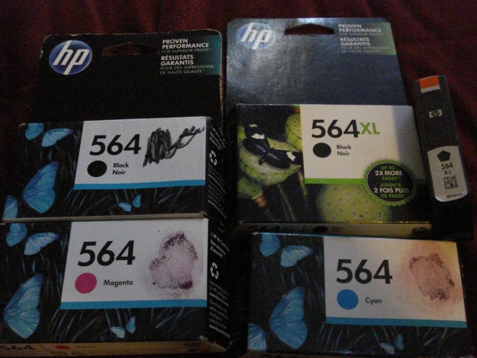 HP 564 Ink Lot 2 564 Black XL 1 Black 1 Magenta 1 Cyan Genuine sealed Cartridge