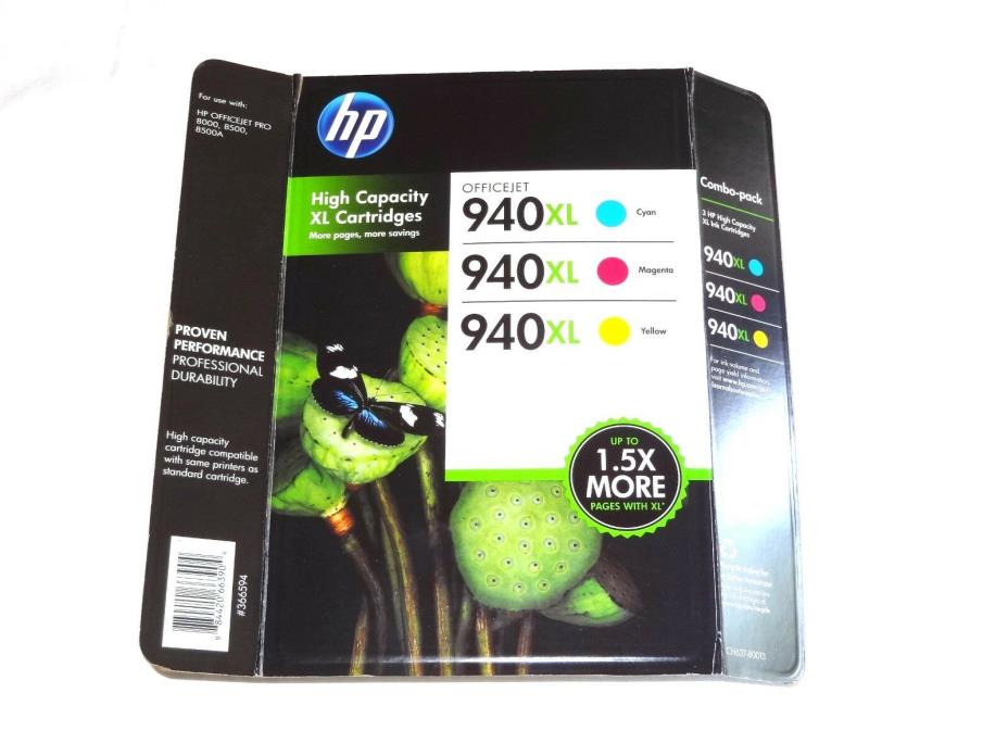 New HP Genuine 940XL High Yield Ink 3 Color Cartridge Combo-pack CH637  04/2016