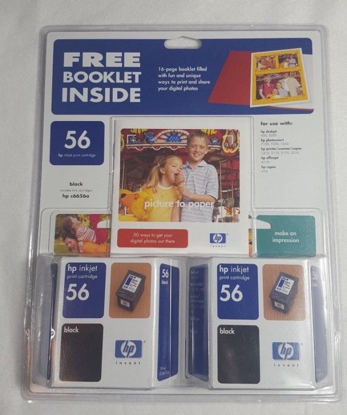 HP 56 Black Ink Sealed 2 Pack Genuine and Idea Book Install Date May 2005