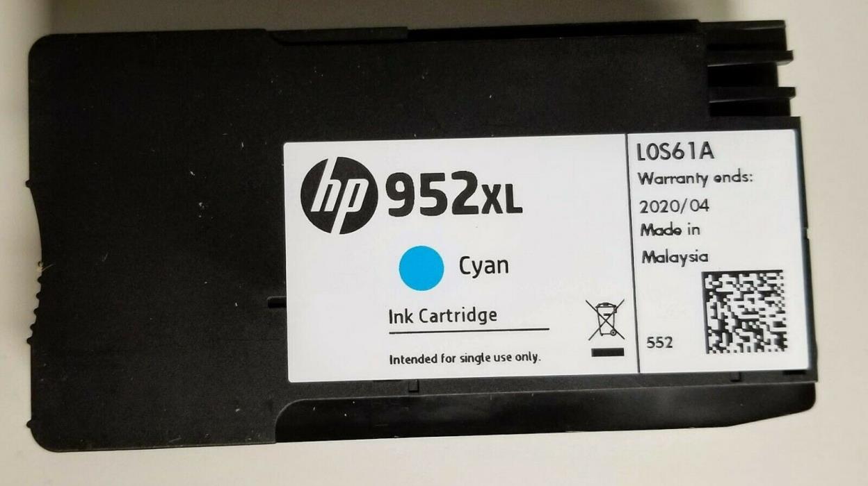 NEW Genuine HP 952XL Cyan Ink Cartridges Exp. 2019