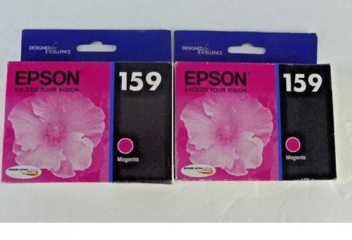 Lot 2 Epson 159 Magenta Ink Cartridge T159320 Stylus Photo R2000 Genuine 3/2019