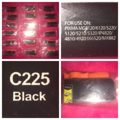 New LOT(18) Canon Pixma Bulk Black Printer Ink Cartridges (16)-C-225-(2)-PGI-225