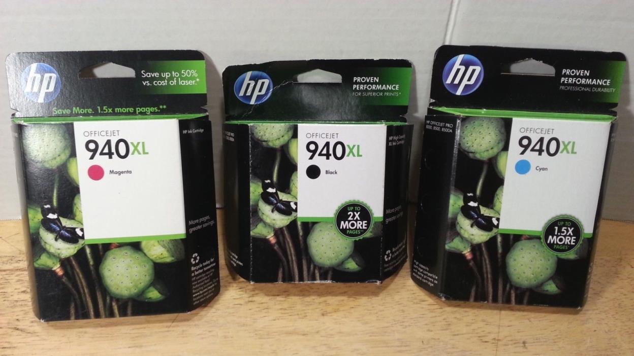 HP - 940xl Ink - Genuine - Black Cyan Magenta - Sealed Retail Boxes