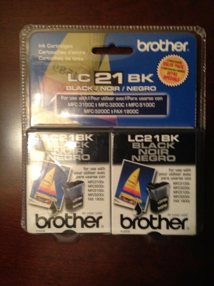 Brother LC21BK (Black) Ink Cartridges, 2-piece Value Pack