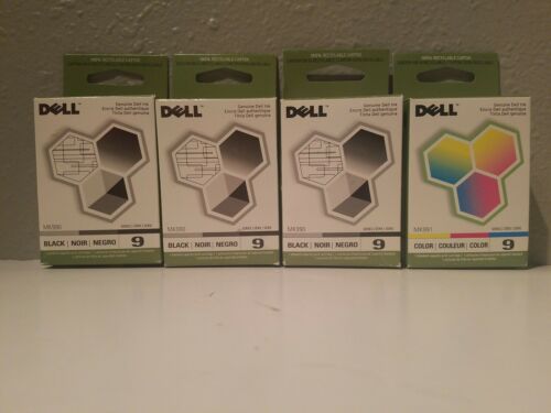 Dell MK990 Black and MK991 Series 9 Color Ink Cartridge Lot of 4