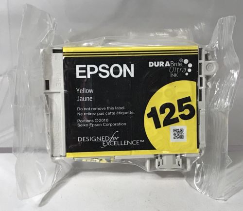 Epson 125 Yellow Ink Cartridge Genuine New Factory Sealed T1254 Durabrite Ultra