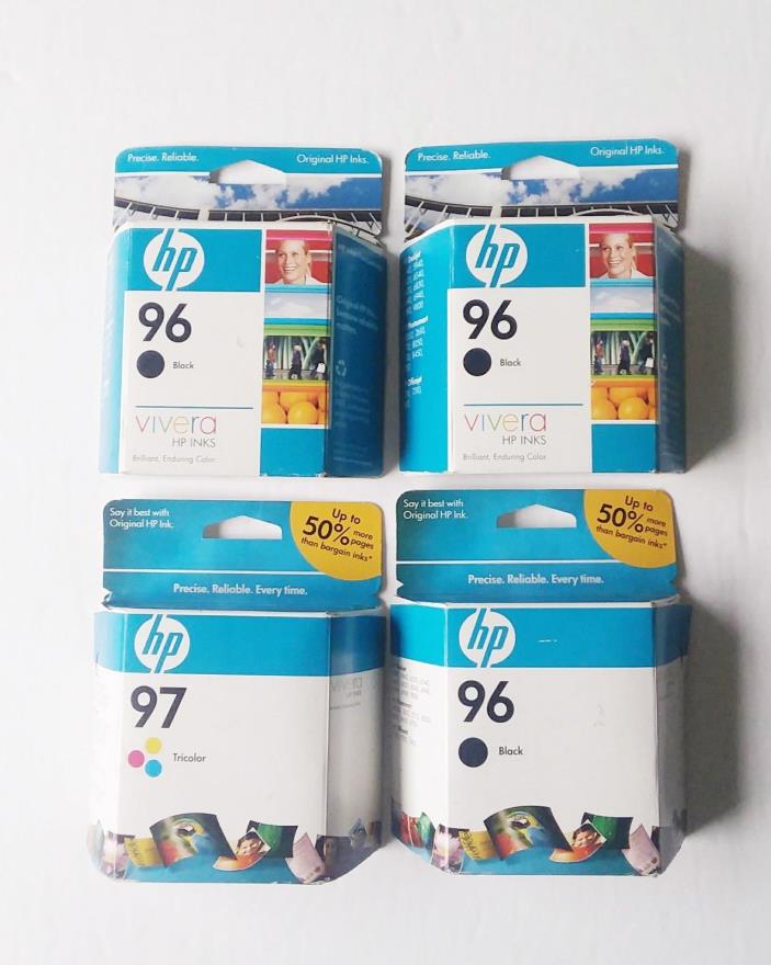 HP 96 97 C8767WN C9363WN Ink Cartridge Lot 4 New Expired Vivera Inks Black Color