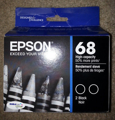 NEW Epson T068120-D2 DURABrite Ultra Black Dual Pack High Capacity Cartridge Ink