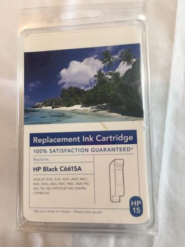 Replacement Black Ink Jet Print Cartridge Replaces HP C6615A Sealed In Package