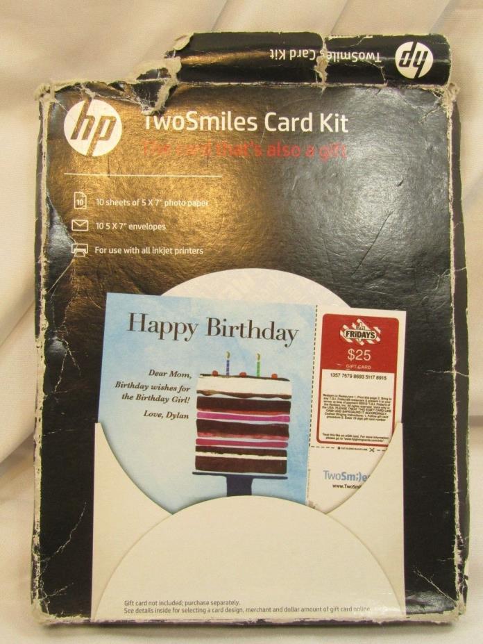 HP Photo Card Kit Glossy Photo Sheets Paper Two Smiles *The card that is a gift*