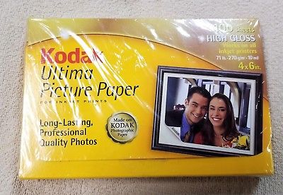 KODAK ULTIMA PHOTO PICTURE PAPER 100 Sheet Hight Gloss 4 x 6 Box NEW Sealed